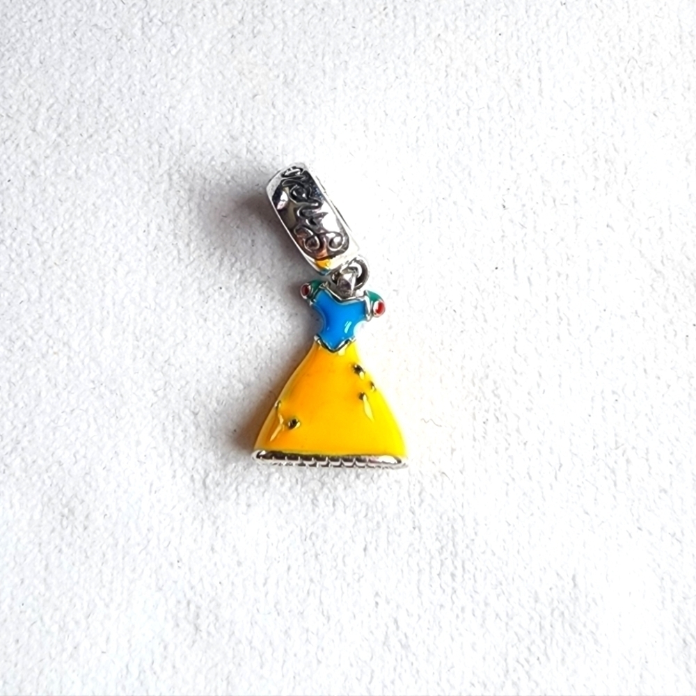 New Pandora Disney Snow White Dress dangle silver charm for jewelry bracelet